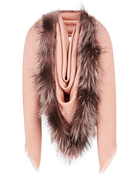 fendi touch of fur pink wool shawl|Pink Fendi Scarves and mufflers for Women .